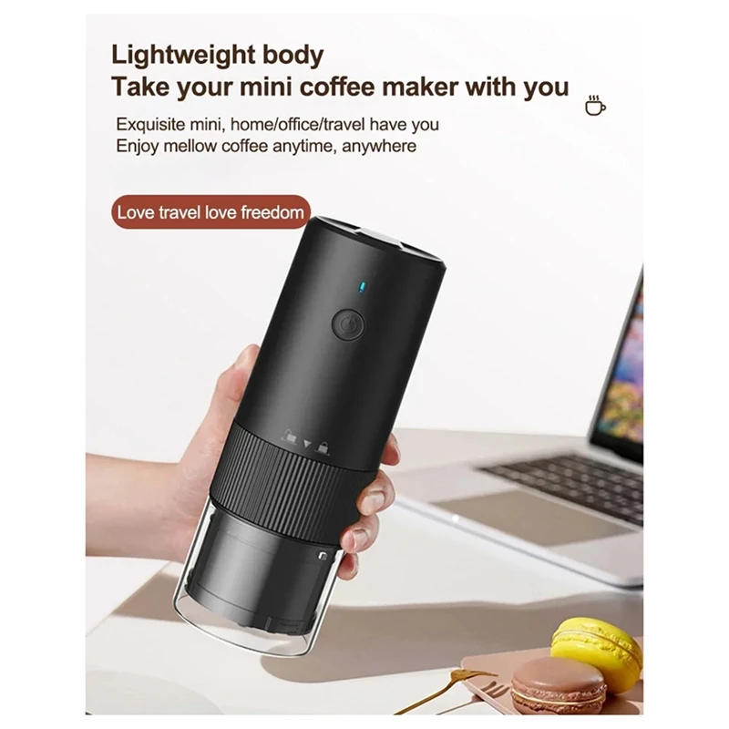 Portable Electric Coffee Grinder 8 Levels Adjustable Powder Household Food Grade Material Mini C Type Coffee Maker