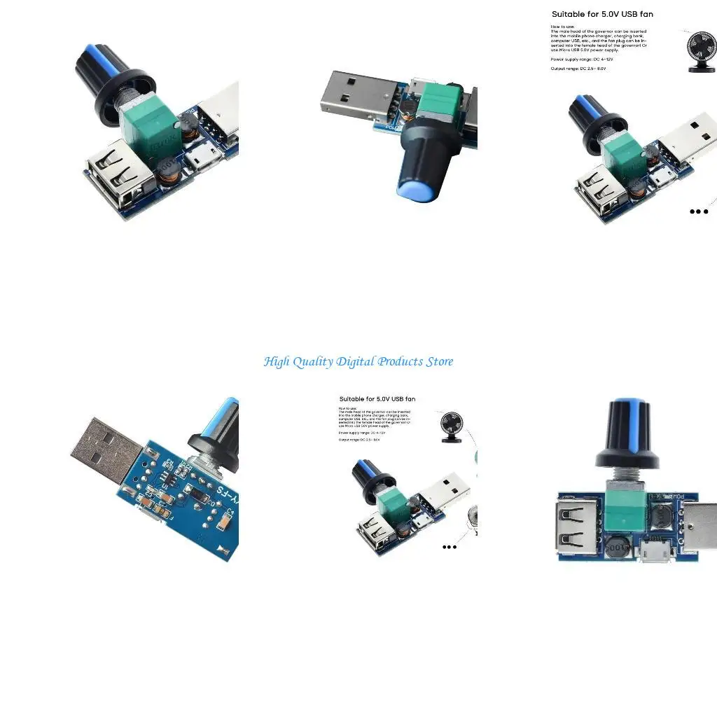 

U2JE DC4V-12V Speed Regulation Controller Fan Governor Module Manual Speed Regulation