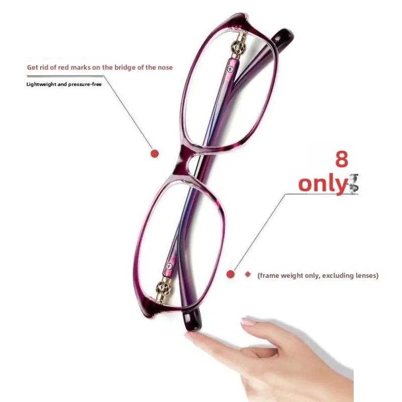 1Pcs +0~+400 New Ladies' Delicate Anti Blue Light Reading Glasses Fashion Small Square Presbyopic Glasses