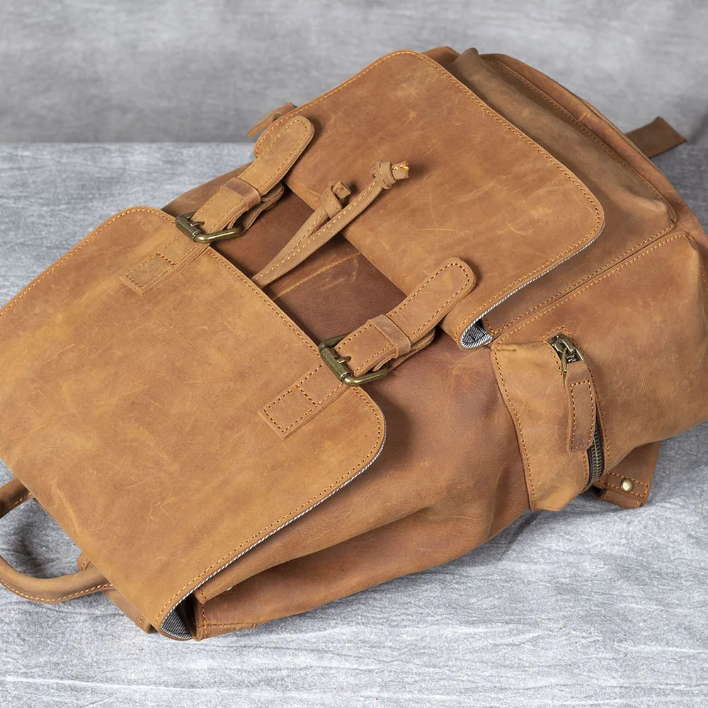 S.WORKER Vintage Echtleder-Rucksack Laptop-Tasche Lässiger Crazy-Horse-Leder-Schulrucksack – Detail 19