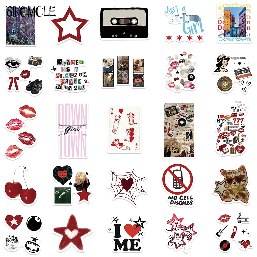 10/30/50pcs Downtown Y2K Girls Stickers Aesthetic Motorcycle Phone Car Skateboard Laptop Graffiti Sticker Decal Classic Kids Toy