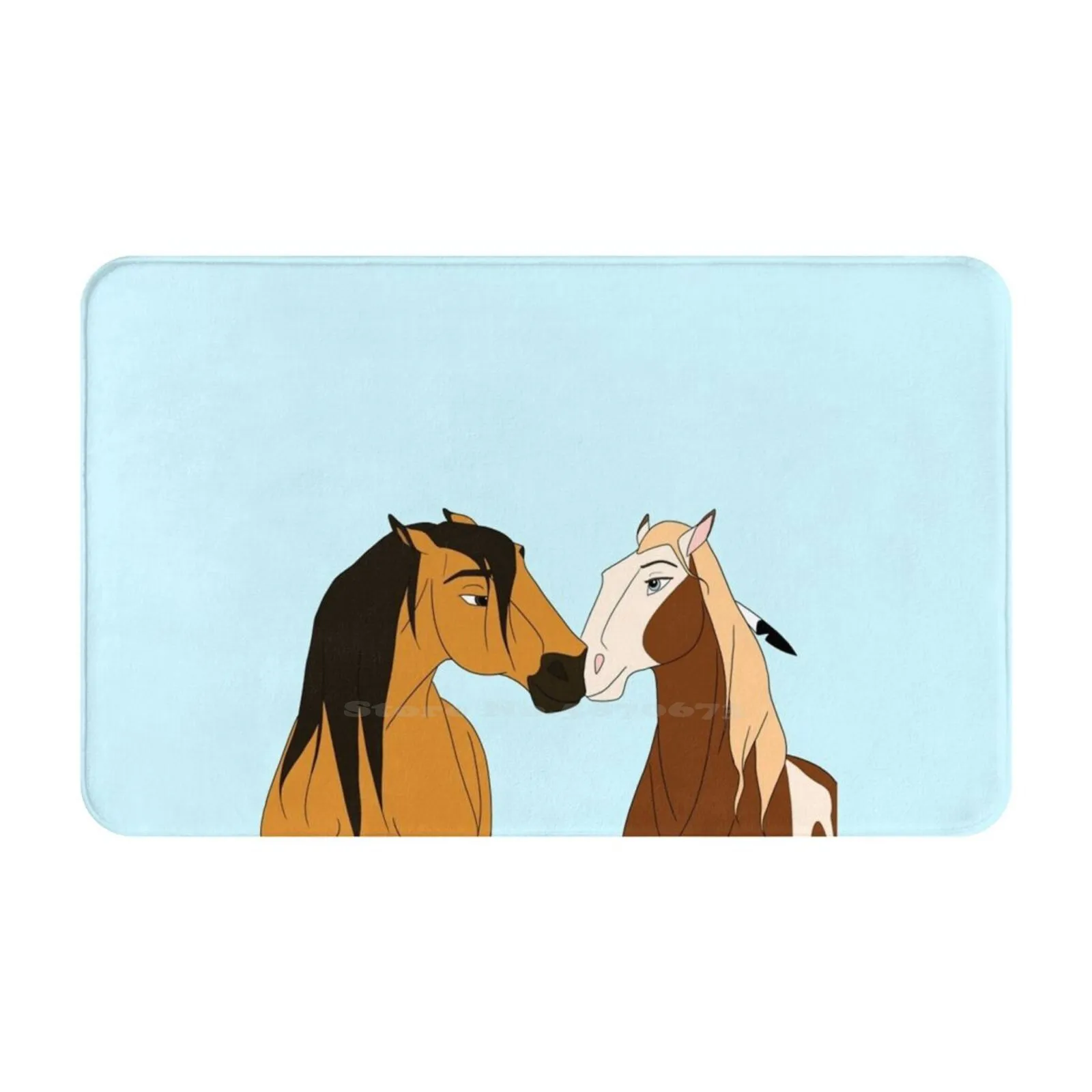 Spirit & Rain Door Mat Foot Pad Home Rug Horse Movie Spirit Stallion Of The Cimarron Fanart Fan Art Spirit Horse Spirit And