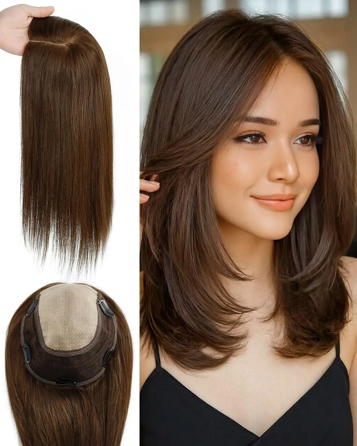 

TUW29 Silk Top Human Hair Topper Hair Topper for Thinning Hair Silk Hair Pieces for Women Hair Toppers for Thinning Women