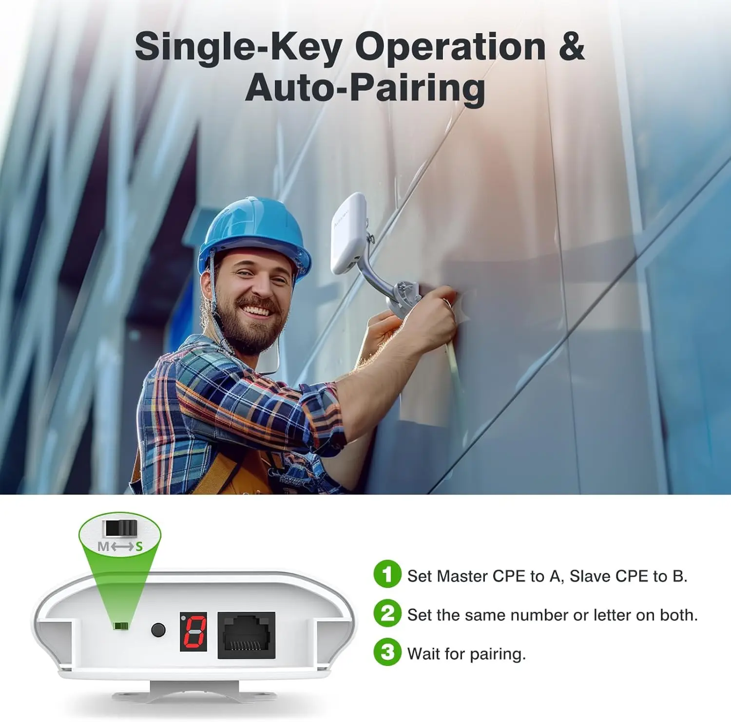 CPE467 WirelessBridge 1.5KM 5.8GHz PtP esterno IP65 WiFi POE stabile per sorveglianza fienile negozio magazzino fattoria telecomando Starlink