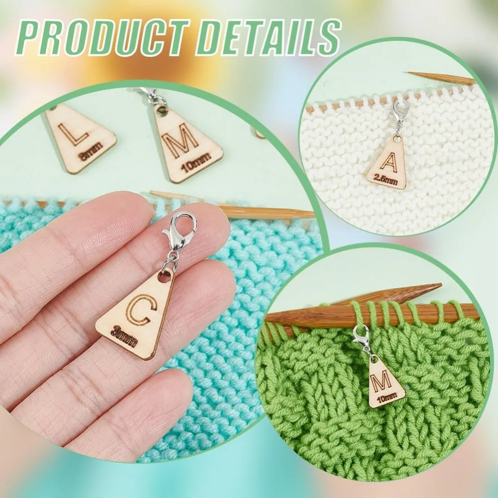 13 Pcs 13 Styles Wood Triangle Stitch Markers Wooden Letters Crochet Stitch Marker Locking Stitch Marker with Lobster Making Kit