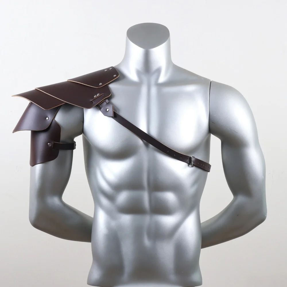 

Medieval Knight Shoulder Armor - Handcrafted PU Leather Pauldron with Adjustable Fit for Halloween Costume, LARP, Party Supplie