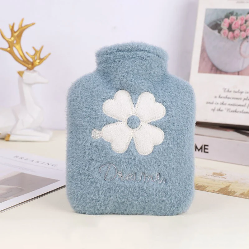 1pc Hot Water Bottle 500ml Water Filled Winter PVC Thickened Portable Warm Student Hand Warmer Plush Mini Warm Water Bag