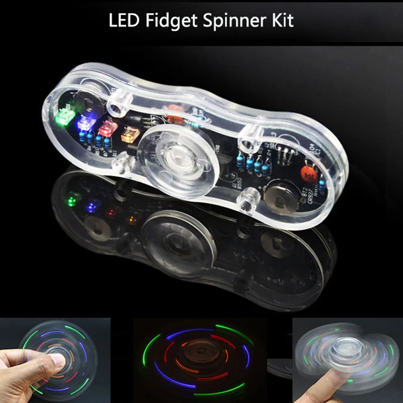 Electronic DIY Kit POV Rotate Fingertip Gyro DIY Soldering Kit Colorful Diode Electronic Training Set Fidget Spinner Welding Kit