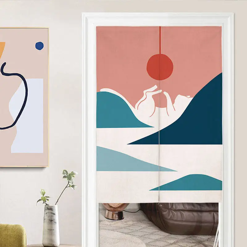 VIKAMA Nordic Cat Minimalist Door Curtain Bedroom Divider Curtain Restaurant Café Entrance Half Curtain Home Decor