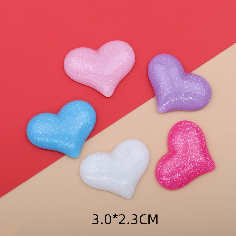 100pcs Kawaii Electroplating Iridescence DIY Crafts Flat Back Resin Peach Heart Cabochon Scrapbook Headwear Accessories