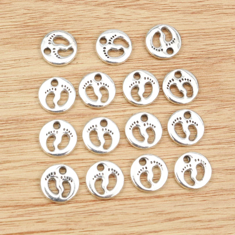 

30pcs 11x11mm Antique Silver Plated Footprint Style Handmade Charms Pendant:DIY for bracelet necklace