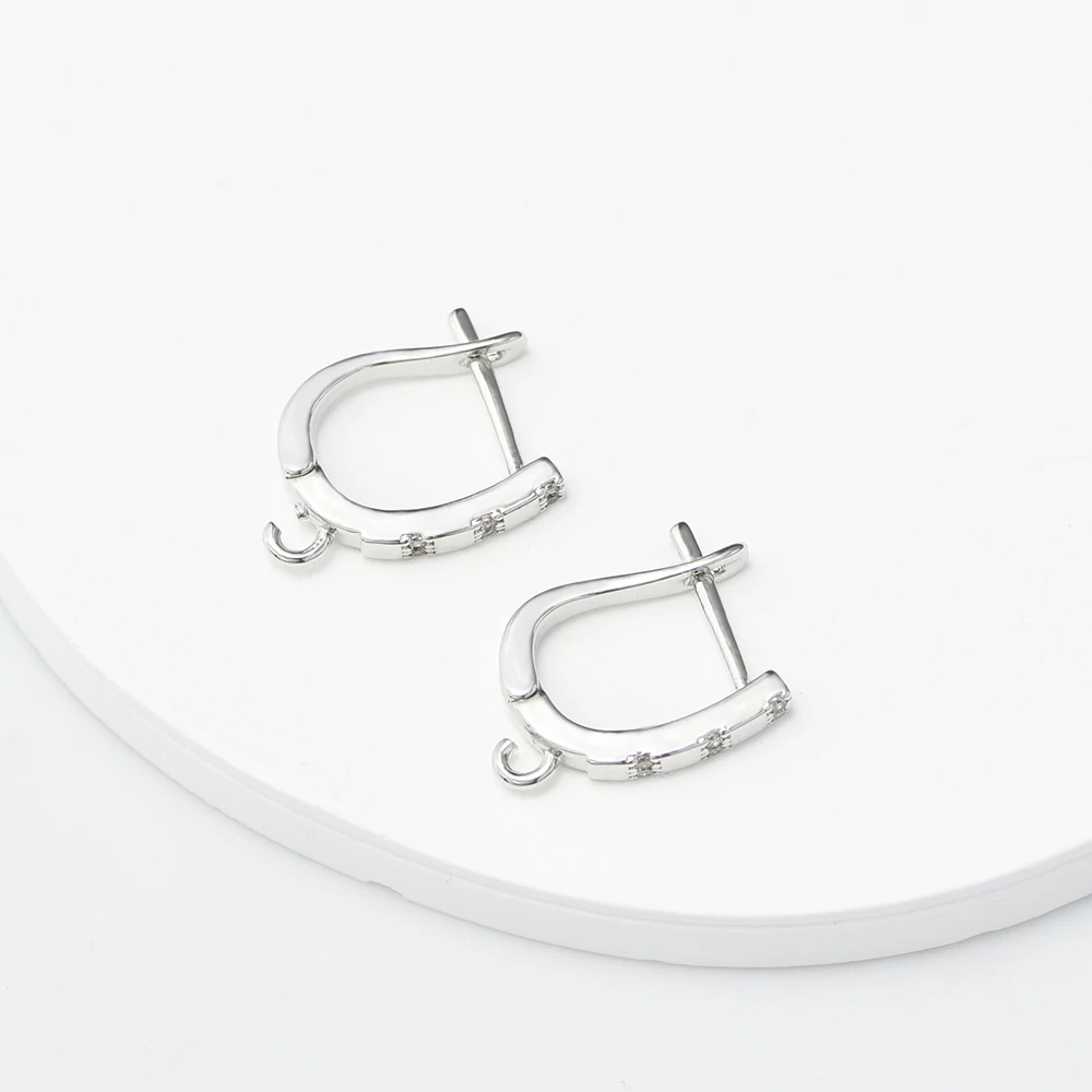 1 زوج أقراط خطاف نحاسي مع اكسسوارات الزركون DIY بها بنفسك مستلزمات صناعة المجوهرات هيبوالرجينيك 18K الذهب/الروديوم مطلي