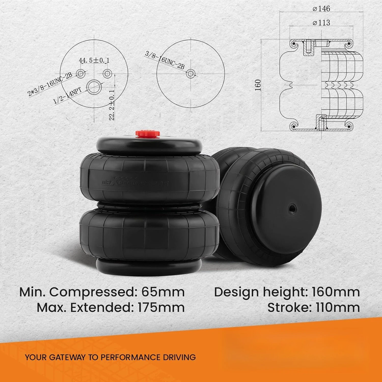 2 قطعة تعليق هوائي عالمي زنبركي مزدوج بيلو قياسي 2500 رطل 1/2 "npt منفذ واحد استبدال أكياس مساعد الهواء · رائجة البيع