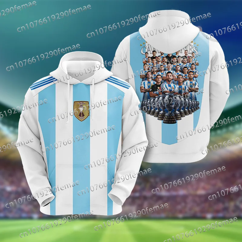 2024 Latest Argentina Copa Hoodie Daily Street Casual Football Fans Comfortable Long Sleeve Hoodie