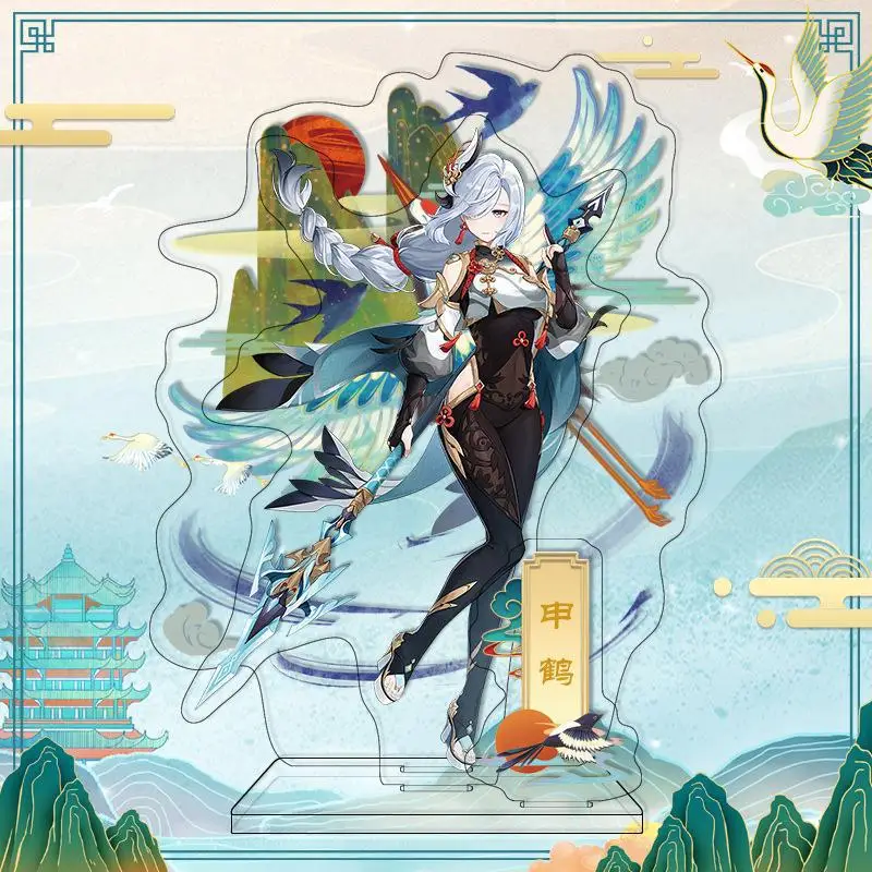 16cm Genshin Vertical Cards  Anime Albedo Arataki Itto Ganyu Acrylic Stand Impact Pvc Desktop decorate Stand Model  Toys Gift