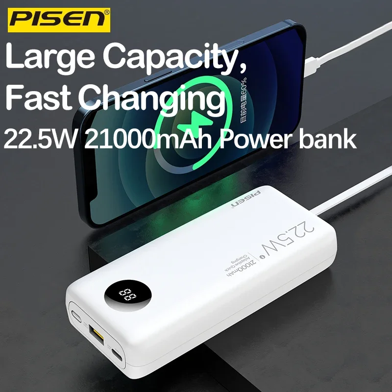 PISEN 65W 60000mAh 30000mAh 21000mAh Power Bank Super Fast Charging For Laptop iPhone X Honor PowerBank External Battery Charger