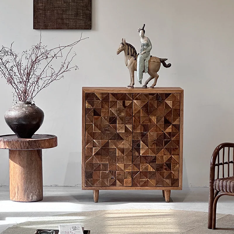

Side cabinet Solid wood cabinet Medieval living room wall locker Internet celebrity homestay entrance