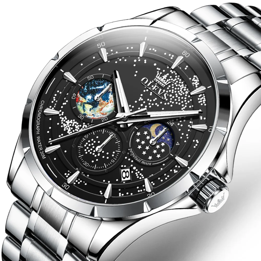 OLEVS Mode Grün herren Uhren 2025, Neue Top Luxus Marke Uhr Männer Wasserdichte Leder Quarz Armbanduhr relogios masculino