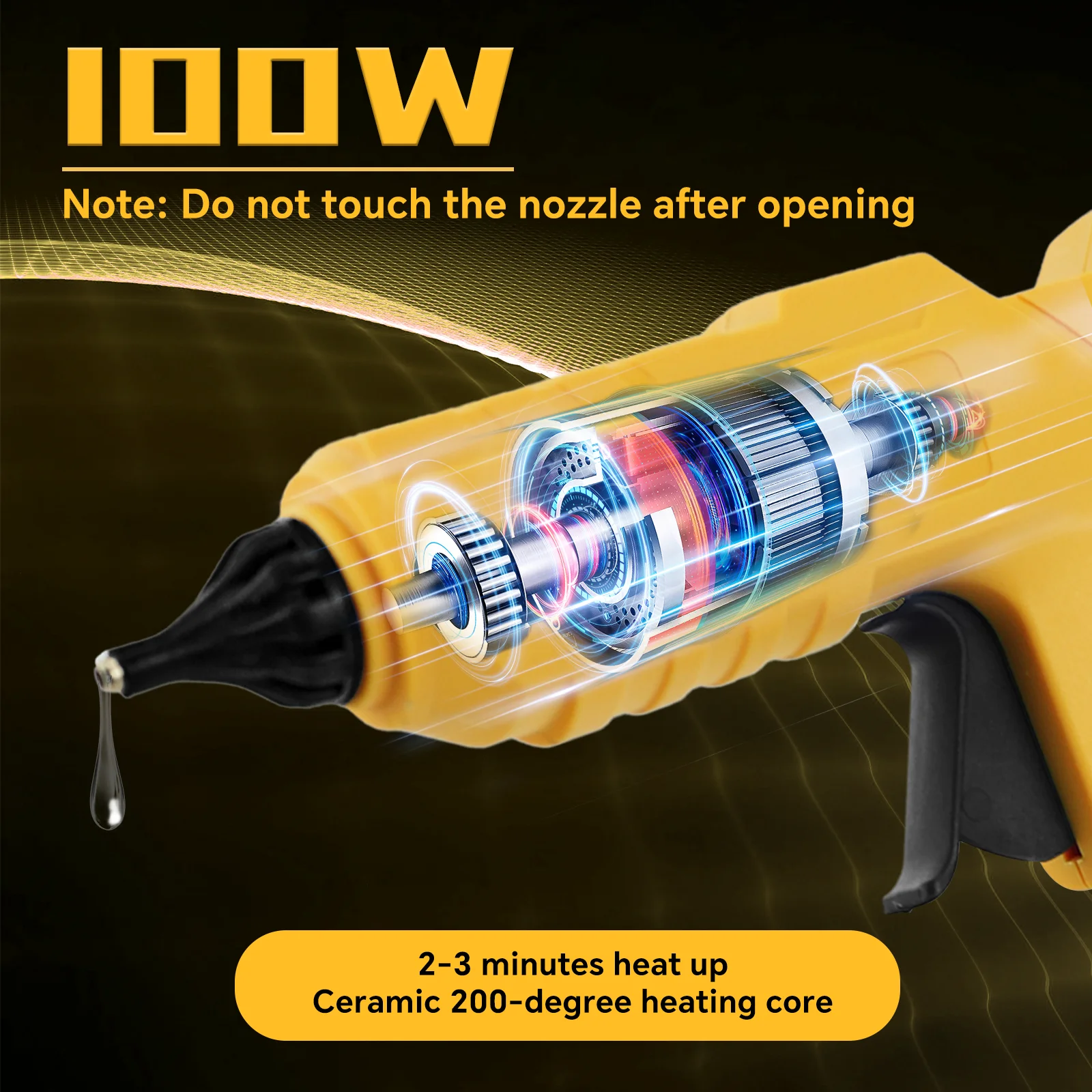 Electric Hot Melt Glue Gun DIY 200°C Versatile Cordless Portable Repair Tool With 10pcs Glue Rod For Dewalt 20V Battery Pin