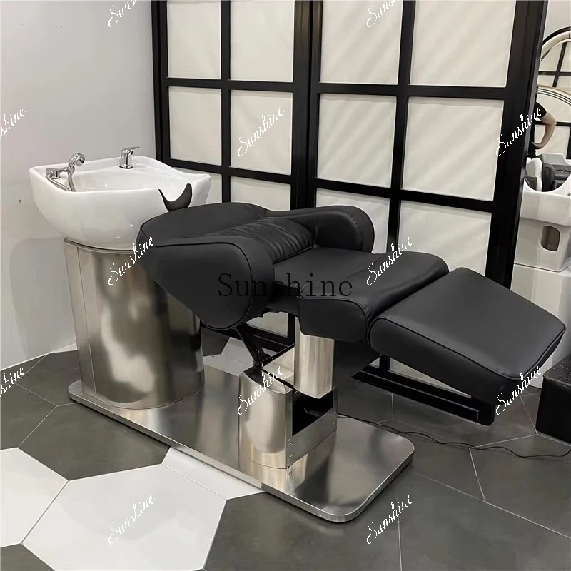 Multifunctional electric lift hairdressing shampoo bed semi-full lying flush bed simple  FT