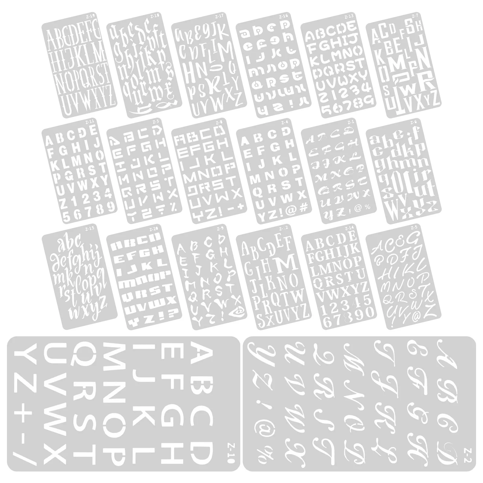 

20 Sheets Letter Stencil for Painting Multi-Function Reusable Pet Stencils Clear Pattern DIY Craft Wall Wood Stencils Alphabet