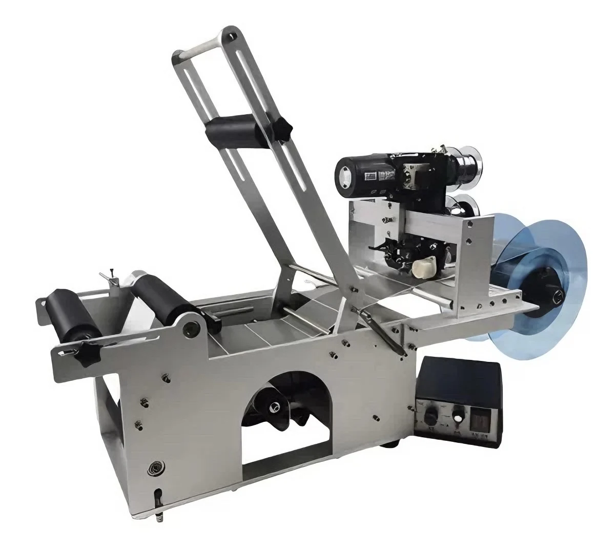 New 2026 Semi-automatic Sticker Labeling Machine for Cosmetic Round Plastic Bottles Bench Top