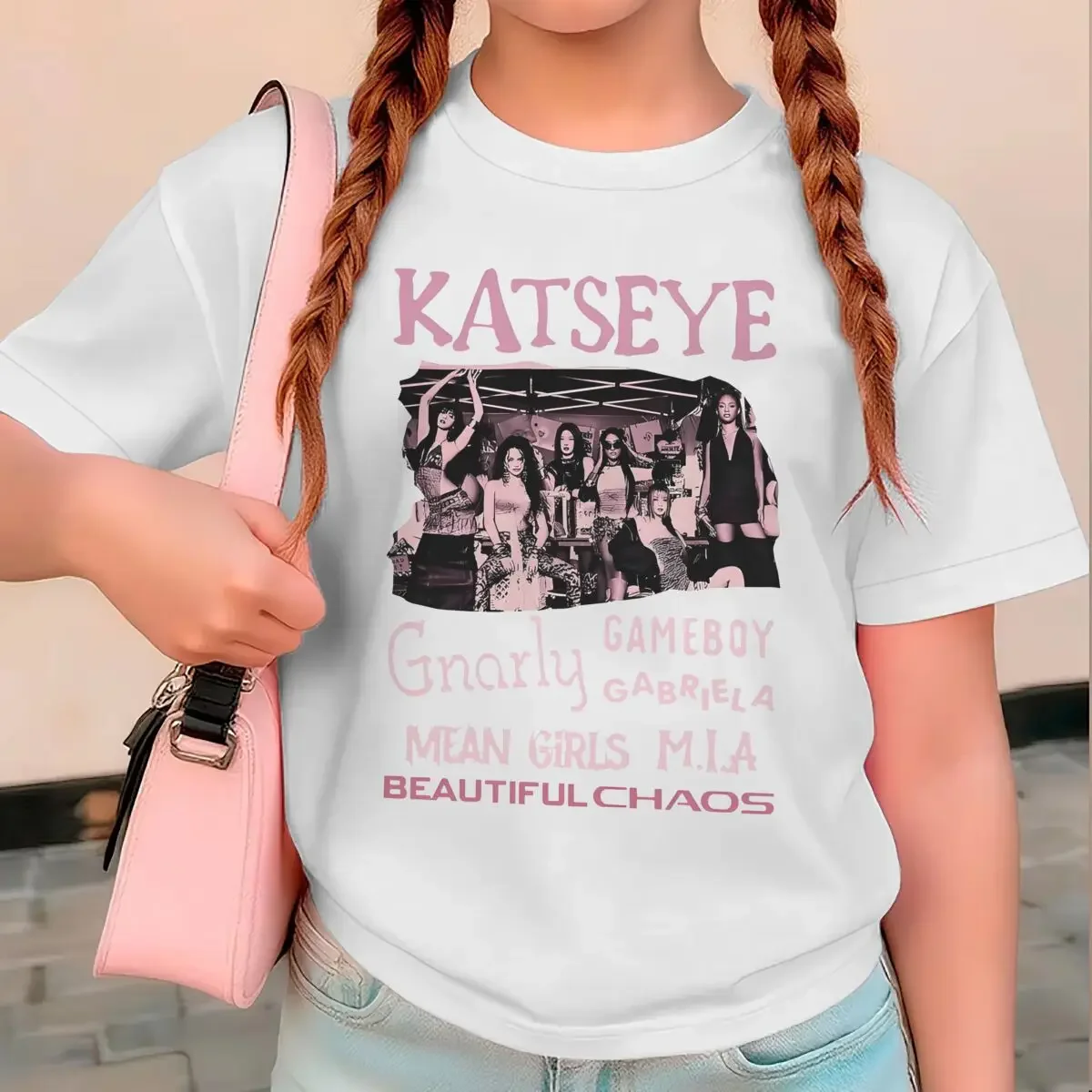 Jugendliches Mädchen-Baumwoll-Streetwear-T-Shirt mit Katseye-Print, Kinder-Sommerkleidung, Mädchen-Kurzarm-T-Shirt, modische Oberteile für Kinder – Detail 9