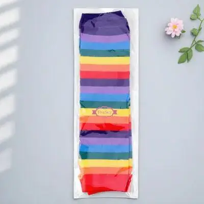 

1Pair Rainbow Striped Fingerless Gloves Long Sleeve Warmers Breathable Lightweight Comfortable for Women Girls Daily Cosplay