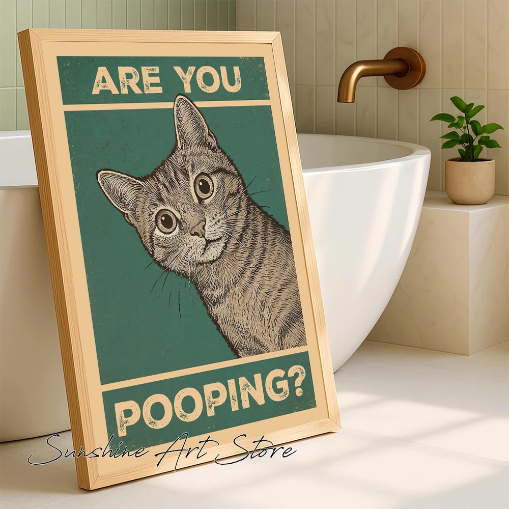Black Cat Are You Pooping Bathroom Jokes Your Butt Napkins My Lady Funny Bathroom Poster Canvas Painting Wall Picture Home Decor