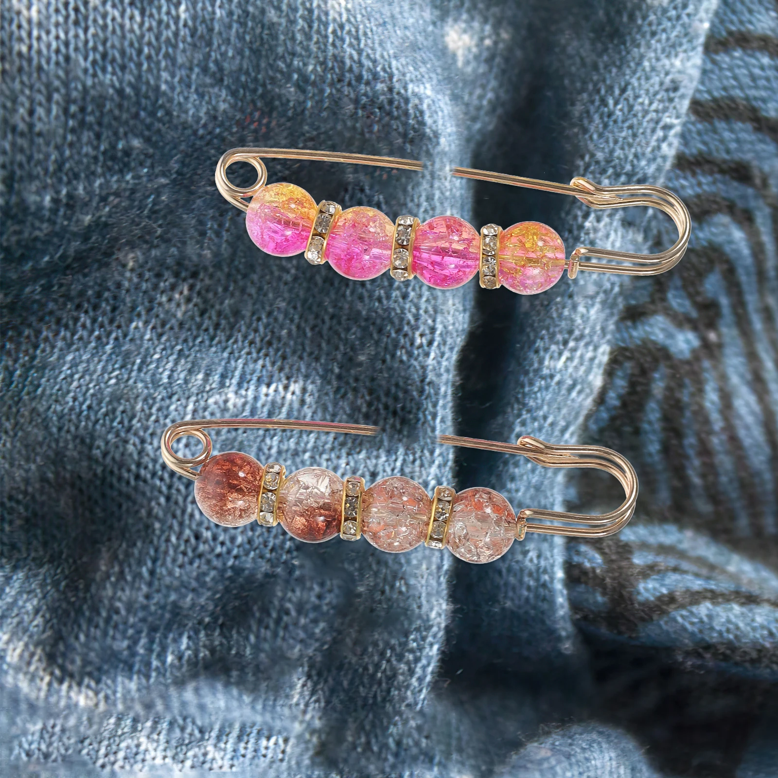 

6Pcs Women Brooches Safety Pins Imitation Pearls Alloy Crystals Clothes Accessories Shawl Brooch Fashion Elegant Gifts