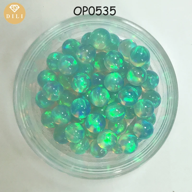 

Free Shipping Semi-Transparent Green OP535 2mm-5mm Lab Created Synthetic Ball Cut Jelly Opal Bead