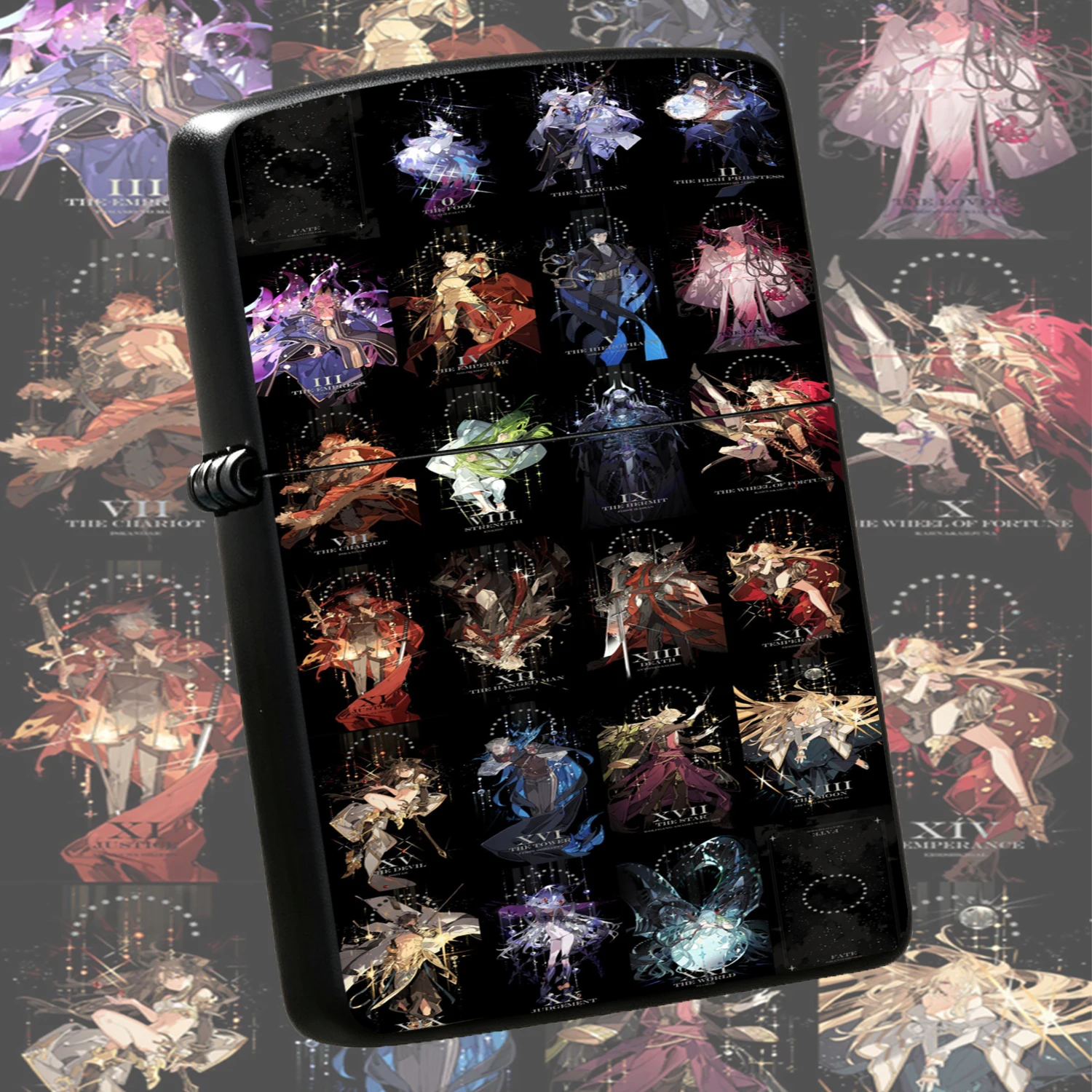 Fate Series Tarot Themed Exquisite 22 Arcana Anime Character Painted Pattern Black Stylish Body Cool Peripheral Gift For Anime Fans Portable Daily Use Collectible Decorative Nice Present A Fun And Humorous Lighter