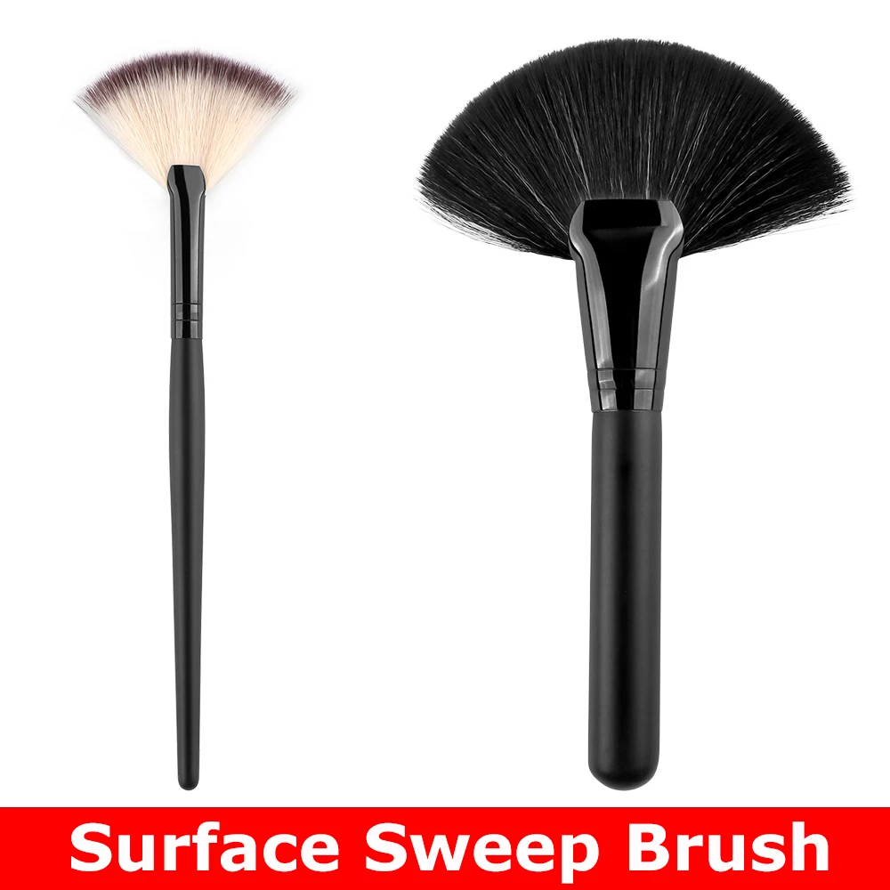 2pcs/set Must-have Surface Sweep Brushes Fan Shape Synthetic Brushes Tools for Removing Glitter Powders DIY Supplies 2023 New