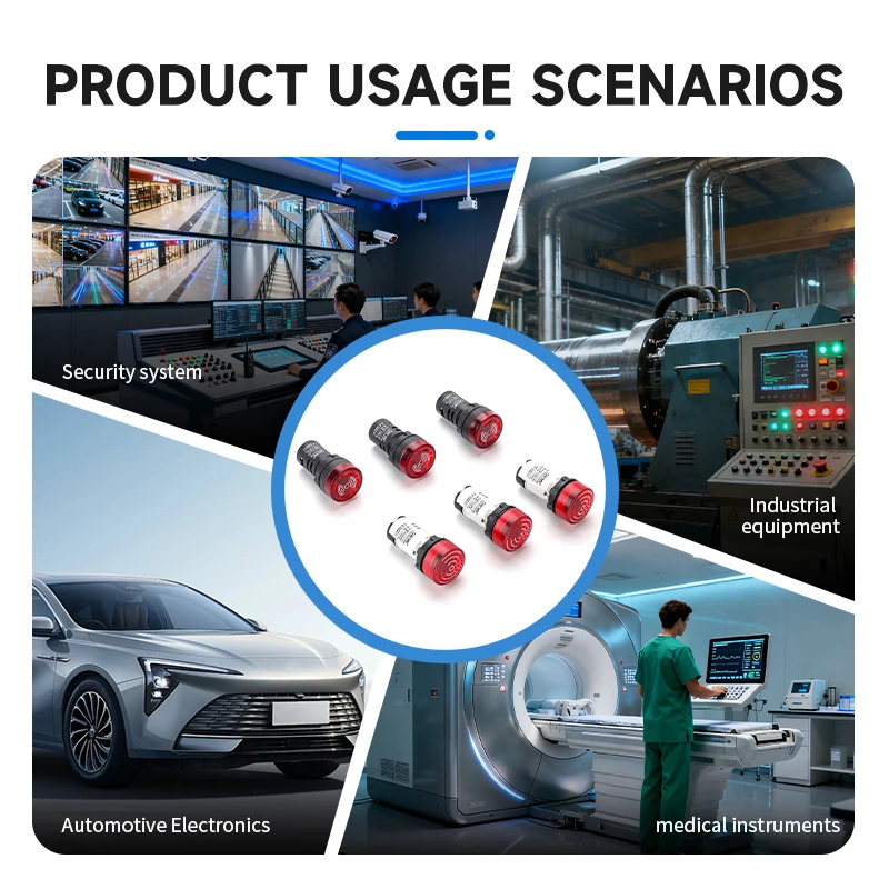 GEYA 1pcs 22mm Buzzer with Red LED Lndicator Light Flash Alarm Beep Signal Intermittent Sound AC DC 12V 24V