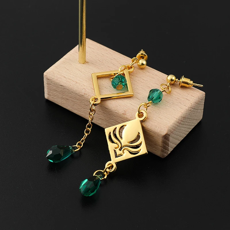Game Genshin Impact Earrings PVC Beads Natural Element Alloy Enamel Pendant Earring Jewelry Unisex Accessories Cosplay Gift Prop