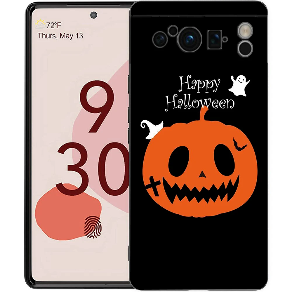 Autumn leaves fall fox pumpkin Halloween Phone Case For Google Pixel 8 A 7 6 Pro 6A 5G Black Soft Back Cover Silicone TPU Shell