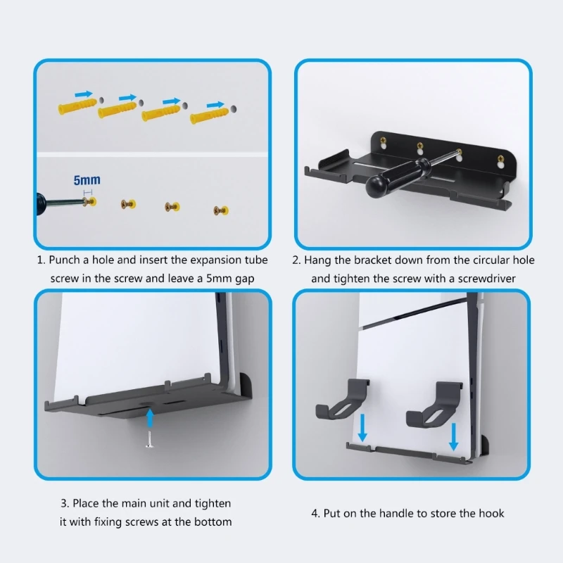 L74B Wall Mount Host Stand Display Shelf with Game Handle Bracket Controller Hanger