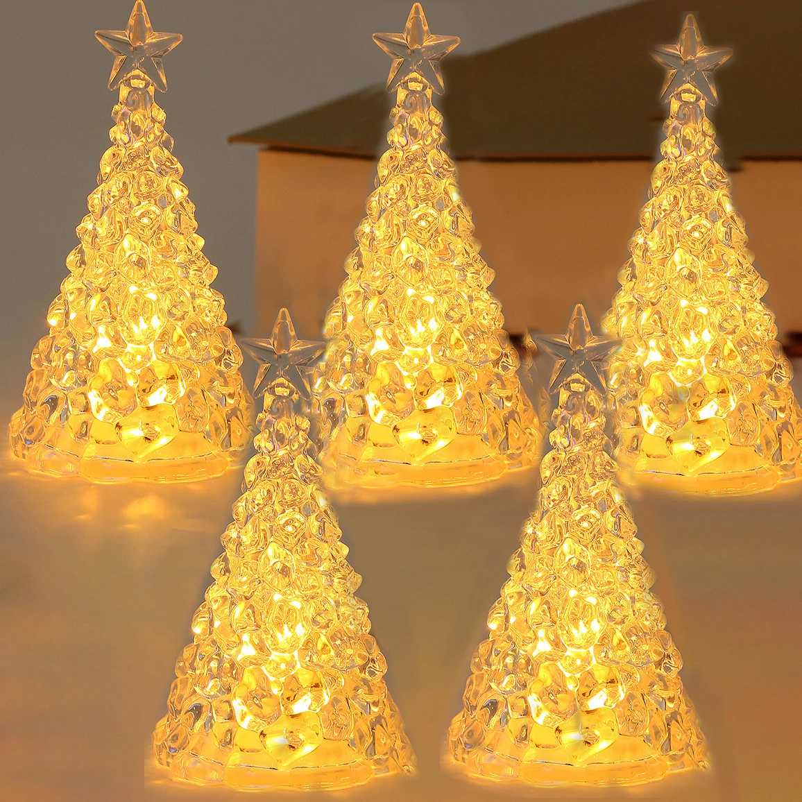 Crystal Led Candle Light Christmas Tree Night Light Ornaments Battery Powered Lamps Lantern for Xmas New Year Party Decoration