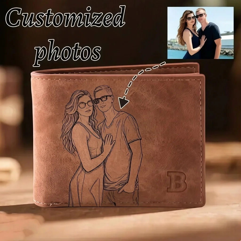 Custom Love Custom Gift Sengraved Exclusive Personalized Photo Faux Leather Wallet - Men And Women/Couples/Parents/Gifts Univers