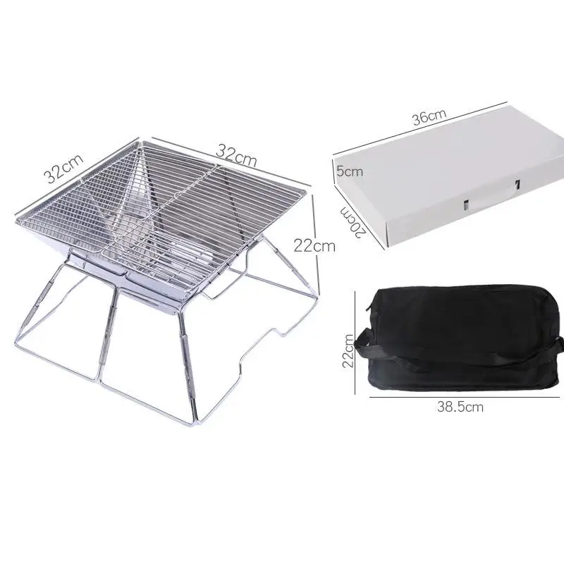 Stainless Steel Barbecue Grill stand Foldable Outdoor BBQ Grill Brazier Folding Furnace Charcoal Brazier grill Fire Pit Stove