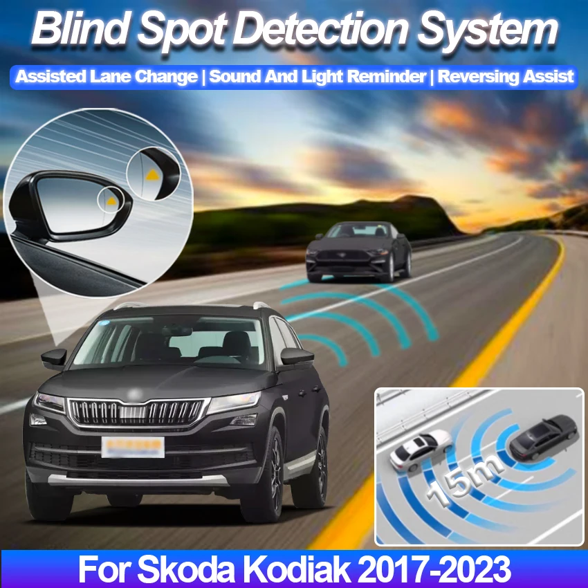 Car Rear Mirror Blind Spot Monitoring System BSD BSA BSM Radar Parking Sensor Assist Lane Changing For Skoda Kodiak 2017-2023