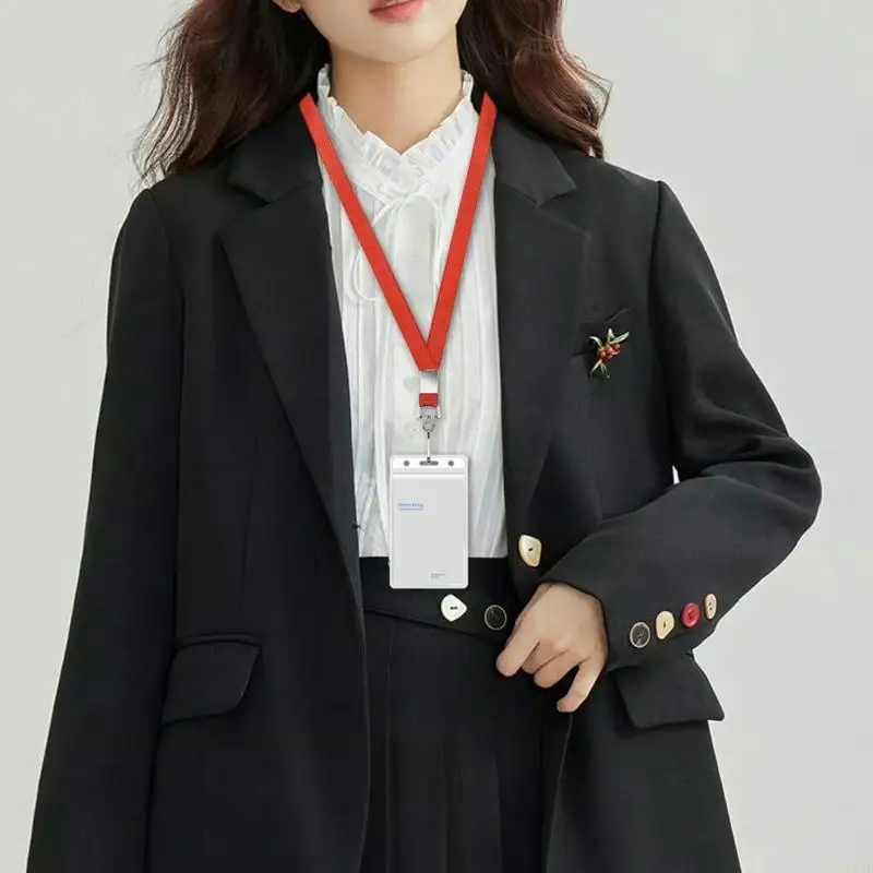 4バッジカードホルダー付き首のための4PCSランヤードのU2JEパック垂直カードホルダークリアネームカードホルダーとストラップ