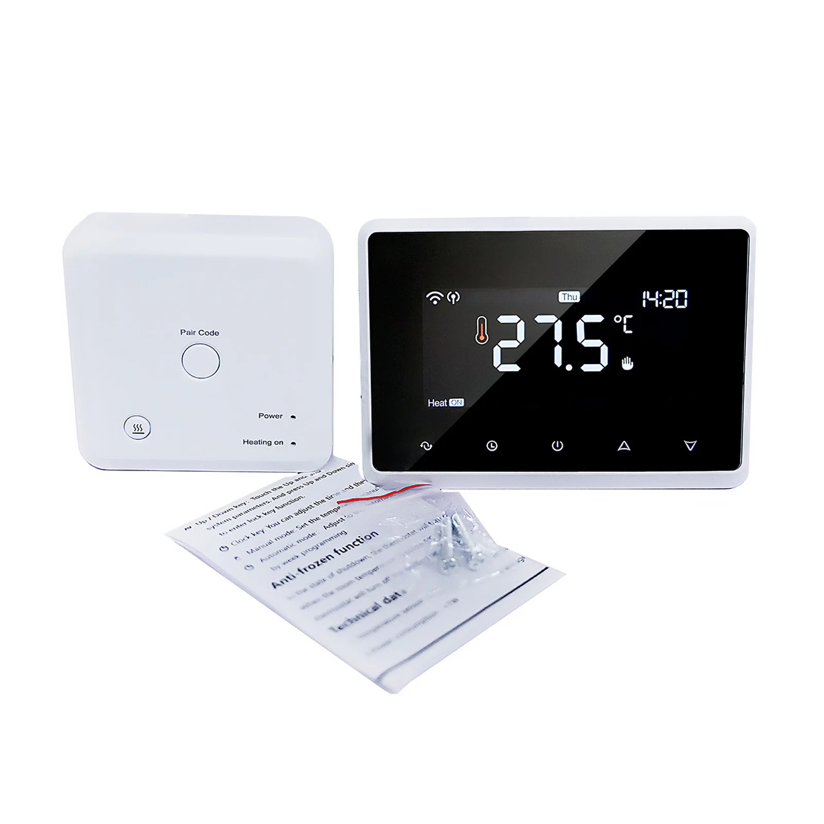 Wi-Fi Smart Thermostat Programmable Thermostat with RF Receiver Tabletop Wall-Mounted Style APP Control Voice Control