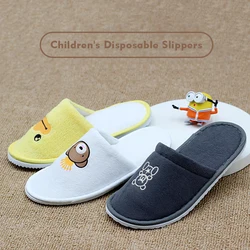 Zapatillas desechables para niños, zapatos de interior para niños, Hotel, B & B, habitación, SPA, portátiles, Punta cerrada, lindos, invitados en casa, 5 pares