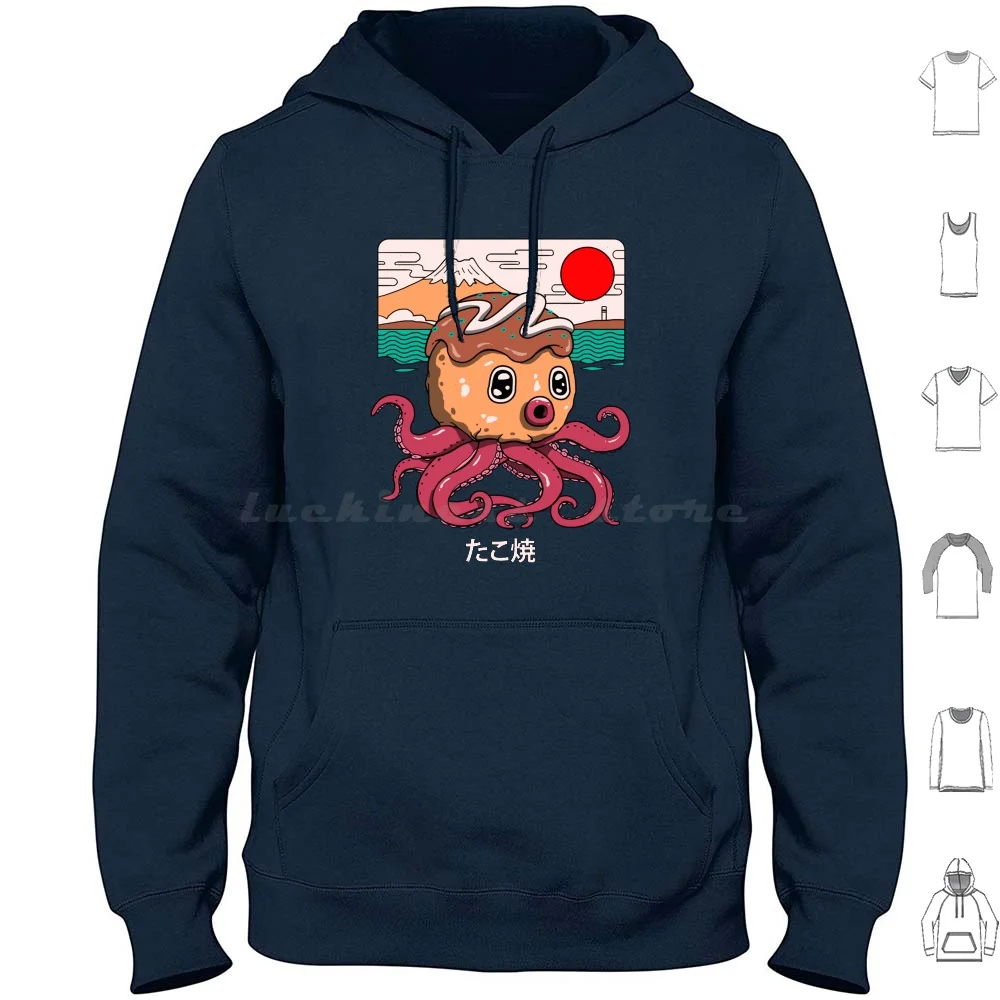 Octakoyaki Hoodies Long Sleeve Takoyaki Japan Japanese Food Foodies Tokyo Retro 80s Cute Japanese Food Japanese