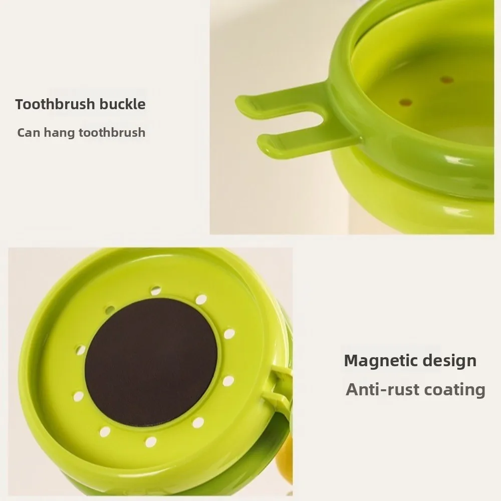 

Space Saving Suction Cup Toothbrush Holder Detachable Cartoon Wall-Mounted Holder Plastic Magnetic Mouthwash Cup