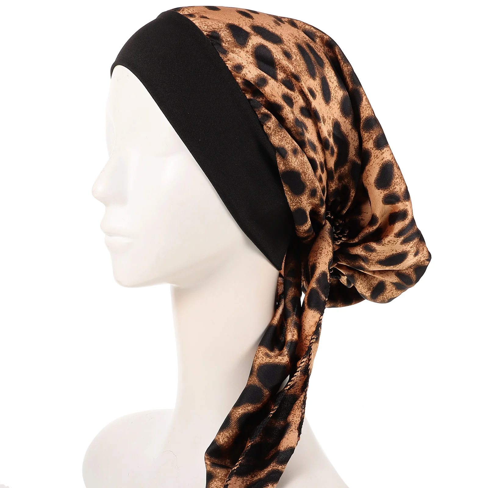 

Chemotherapy Headwear Women Leopard Print Hats Turbans Broadside Scarves Soft Lightweight Breathable Scalp Protection Hair Wraps