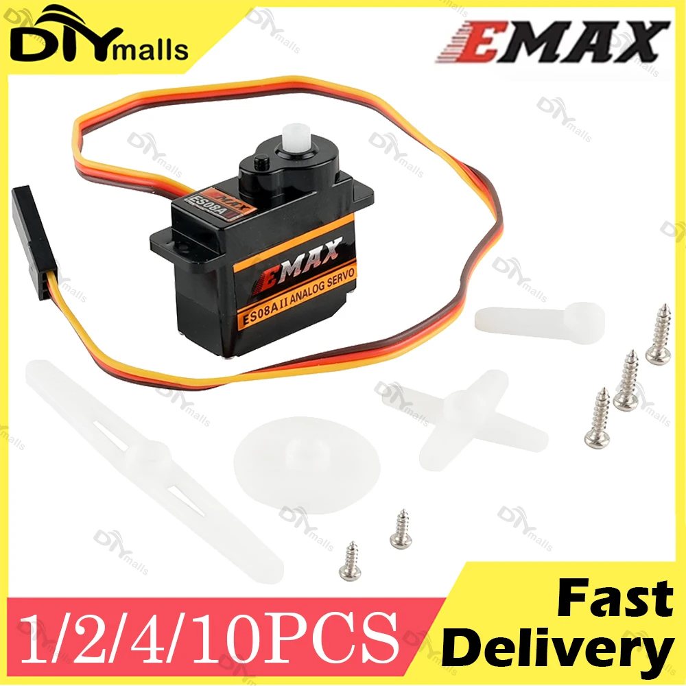 

EMAX 1.8 Kgf.cm ES08A II Mini Analog Servo 0.10 Sec/60° Plastic Gear For FPV Racing Drone DIY RC Aircraft Model Micro Servos