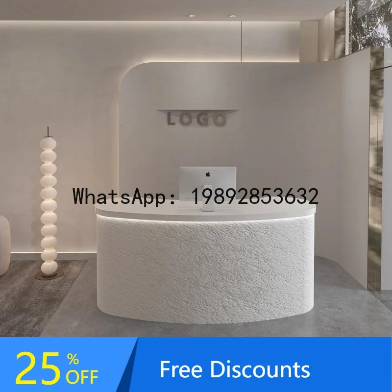 YFY Simple Clothing Store Bar Counter Cashier Counter Small Shop Counter Beauty Salon Front Desk Hair Salon Imitation Travertine