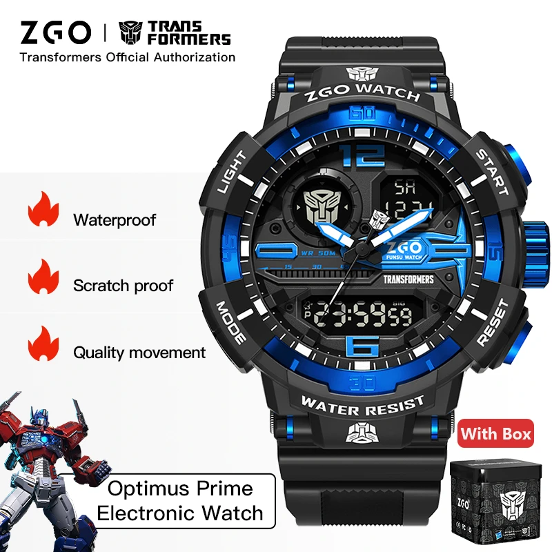 ZGO X Transformers Children's Watches LED Display Chrono Alarm Dual Display Watch Student Wristwatch Gift for Kids Boy Gift 8981